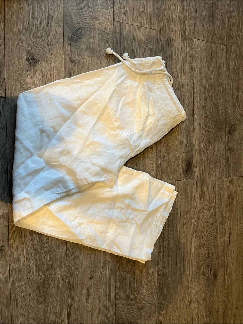 Banana Republic Women's White Linen Drawstring Chinos